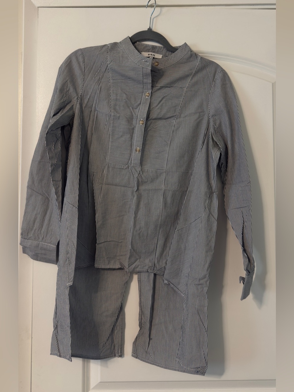 RO & DE Striped Button Tunic Top